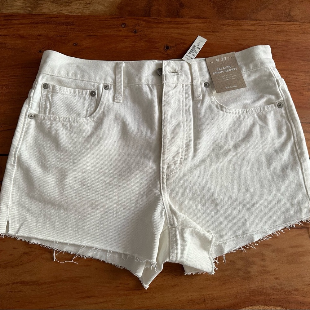 MADEWELL White Relaxed Denim Shorts